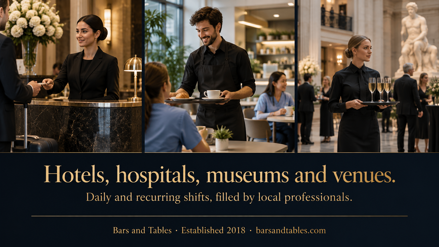 Hotels, hospitals, museums and venues